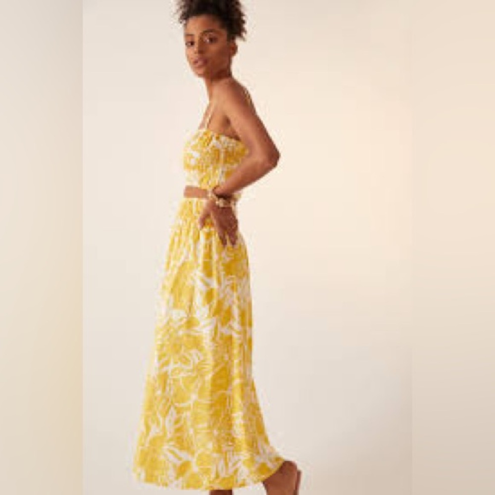 Faithfull The Brand Kiera Midi Skirt in El Marsa Floral Marigold Women’s XS New